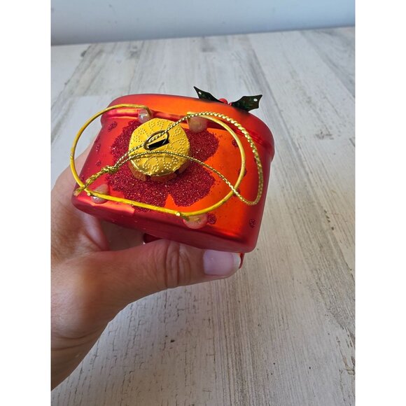 Expresso coffee machine glass ornament red glitter Xmas tree - Picture 7 of 9